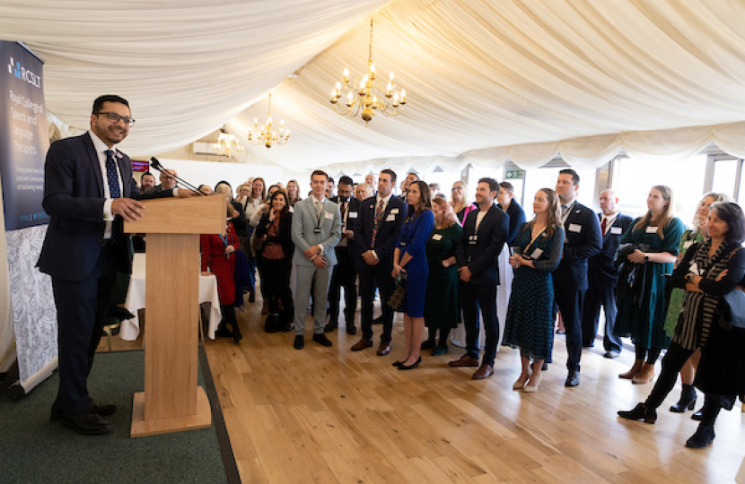 Saqib giving a speech at the reception 