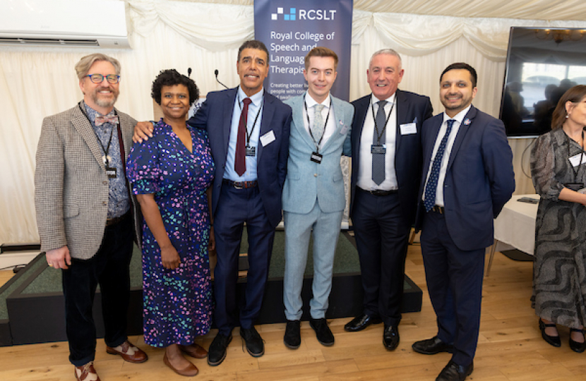 Saqib Bhatti MP at the verbal dyspraxia reception with Mikey Akers, Chris Kamara, Steve Jamieson, and Irma Donaldson 